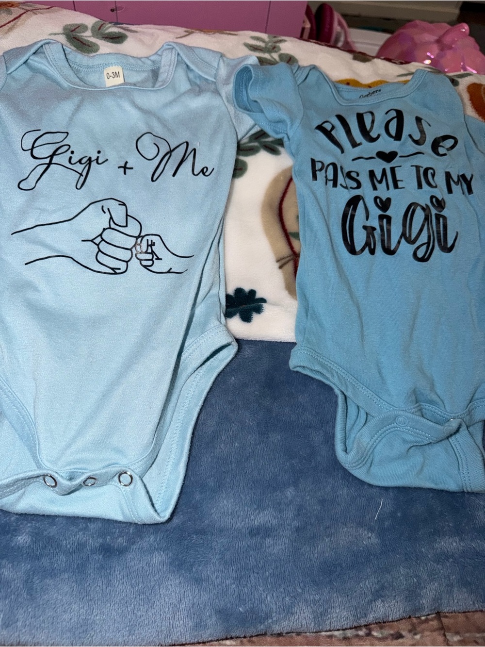Unbranded Light Blue 'Gigi' Baby One-Piece Bodysuits - Pack of 2
